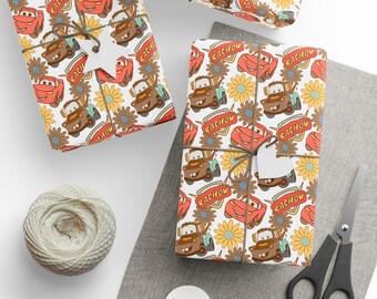 Cars bloemen cadeaupapier, rol 1 st