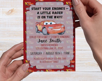 Invitación para baby shower de Cars