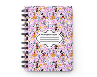 Diario en espiral personalizado con diseño floral de Mickey