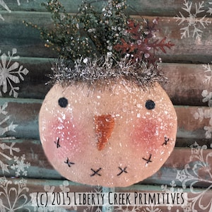 Primitive Snowball Pocket Snowman Ornament Digitl PATTERN - Liberty Creek