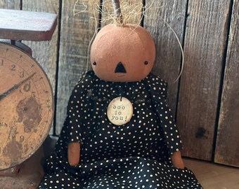 Primitive "Boo to You!" Pumpkin Doll ePATTERN