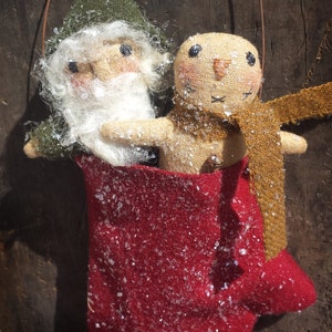 Primitive Itty Bitty Santa & Snowman Mitten Ornaments Divital PATTERN - Liberty Creek