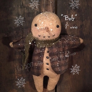 Primitive Snowman Ornie Ornament Digital PATTERN Bob - Liberty Creek