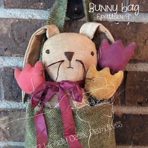 Wzór na torbę Primitive Bunny Rabbit ~ Wiosna ~ Wielkanoc