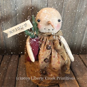 Primitive Snowgirl Doll Digital PATTERN Rejoice Liberty Creek
