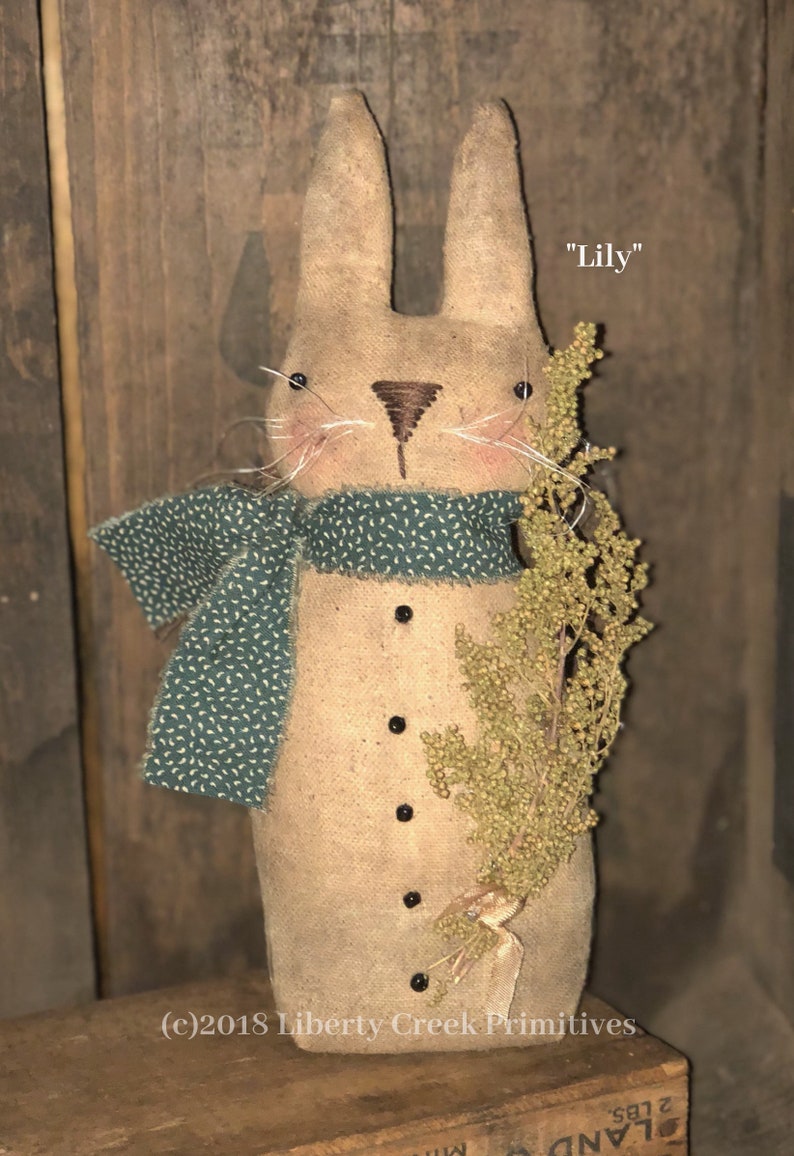 Primitive Easter Bunny Rabbit Digital PATTERN Lily Liberty Creek image 1