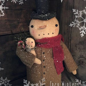 Primitive Snowman & Snow Baby PATTERN Cozy Winter