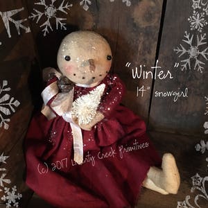 Winter Snowgirl Primitive Doll PATTERN