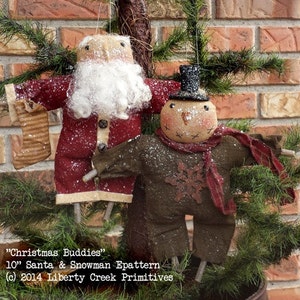 Primitive Snowman Santa Ornie PATTERN