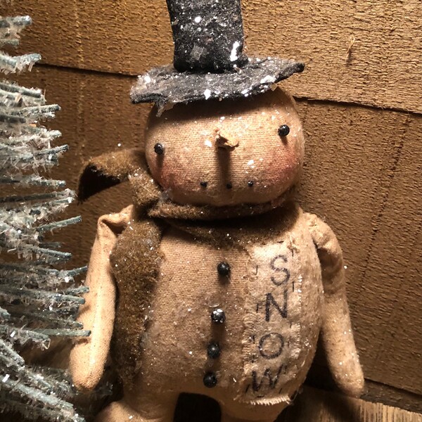FINISHED Handmade Primitive Snowman "Jake"