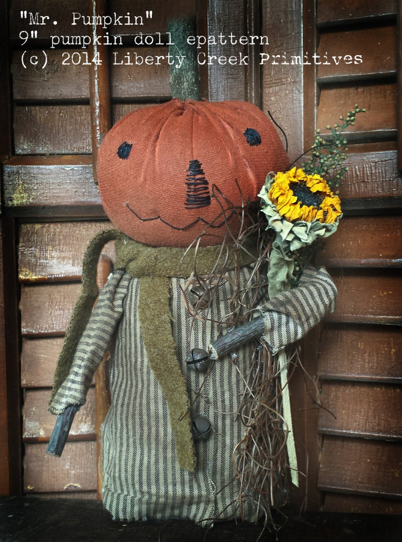 Mr Pumpkin Halloween Fall Doll Digital Pattern image 1
