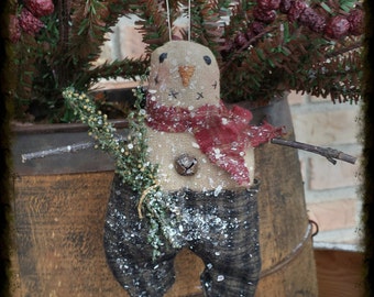 Instant Download Little Frosty Primitive Snowman Ornie Epattern
