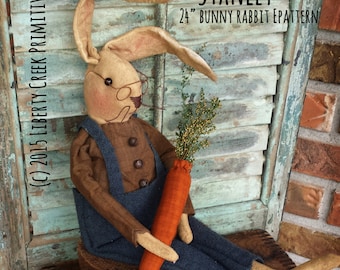 Primitive Easter Bunny Rabbit Doll Stanley Digital Pattern - Liberty Creek