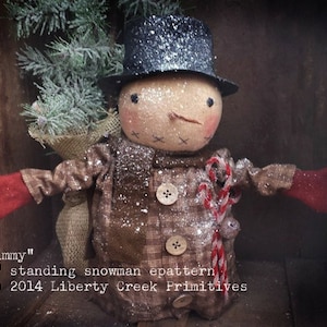 Primitive Standing Snowman Jimmy Digital Pattern - Liberty Creek