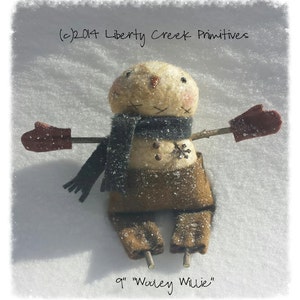 Instant Download Wooley Willey Primitive Snowman Digital Pattern