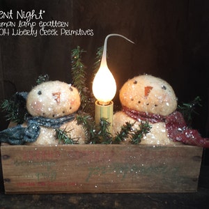 Silent Night Primitive Snowman Cheesebox Lamp Epattern