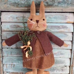 Primitive Easter Bunny Rabbit Doll Digital Pattern "Daisy" - Liberty Creek
