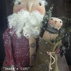 Primitive Santa Snowman Digital PATTERN ~ Santa&#39;s Gift