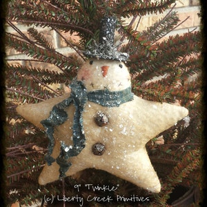 Digital  Download Twinkle Primitive Star Snowman Ornament Pattern