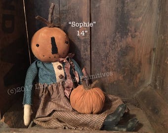 Sophie Primitive Fall Pumpkin Doll Pattern Instant
