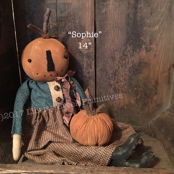 Sophie Primitive Fall Pumpkin Doll Pattern Instant