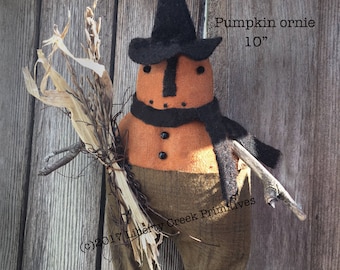 Primitive Fall Halloween Pumpkin Ornament Digital PATTERN - Liberty Creek