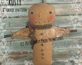 Primitive Snowman Rusty Ornie PATTERN Instant Download