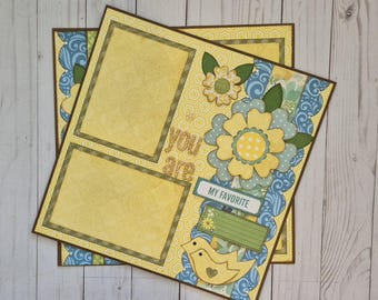 Página de álbum de recortes prediseñada Página de álbum de recortes hecha a mano "Eres mi favorito" Diseño de doble página prediseñada de 12 x 12