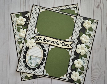 Premade Scrapbook Page Handmade Double Page Layout "A Beautiful Day"
