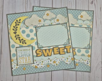 Premade Scrapbook Page 12 x 12 Double Page Layout Baby Boy "Sweet Dreams"