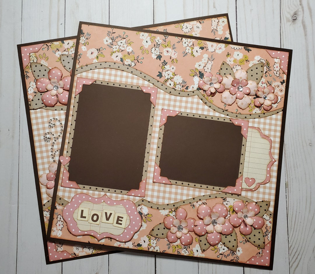 Premade Scrapbook Page Handmade Double Page Layout 12 X 12 LOVE - Etsy