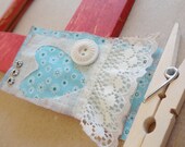 Scrapbook tag fabric tag floral fabric scrapbooking card making embellishment scrapbooking tags embellished tags card making blue fabric 293