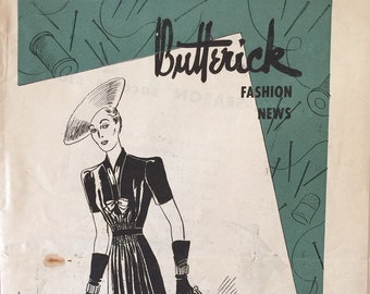 1930s Butterick Fashion News Vintage  Sewing Pattern Fashion Catalog Brochure Magazine September 1938