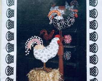 Stuffed Chicken Sewing Pattern, Rooster Pattern, Patterns Farm Animals, Chicken Home Decor, Vintage Pattern, DIY Stuffed Animal, Life Size