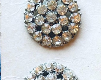 Silver Buttons, Vintage Rhinestone Buttons, Sparkly Buttons, 1950s Buttons, Fancy Buttons, Old Buttons, Sewing Notions and Supplies