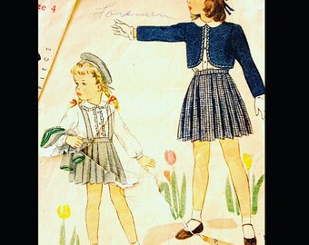 Vintage 1940s Ice Skating Outfit Pattern Advance 5400 size 15 Unused suspender skirt panties panty jacket