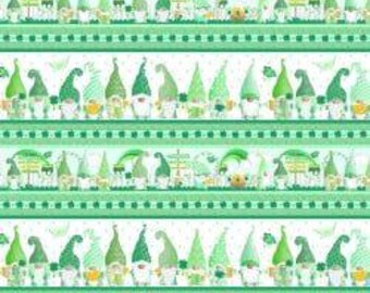 Gnome Quilting Fabric, Saint Patricks Day Quilting Cotton, Irish Fabric by the Yard, Cute Quilt Fabric, Kanvas Studio Fabric, Striped Fabric