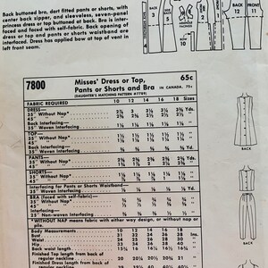 McCalls 7800 B31, Shorts Pattern Sewing, Bra Top Pattern, Cute Dress Pattern, Skinny Pants, 60s Sewing Pattern, Summer Dress Sewing Pattern image 2