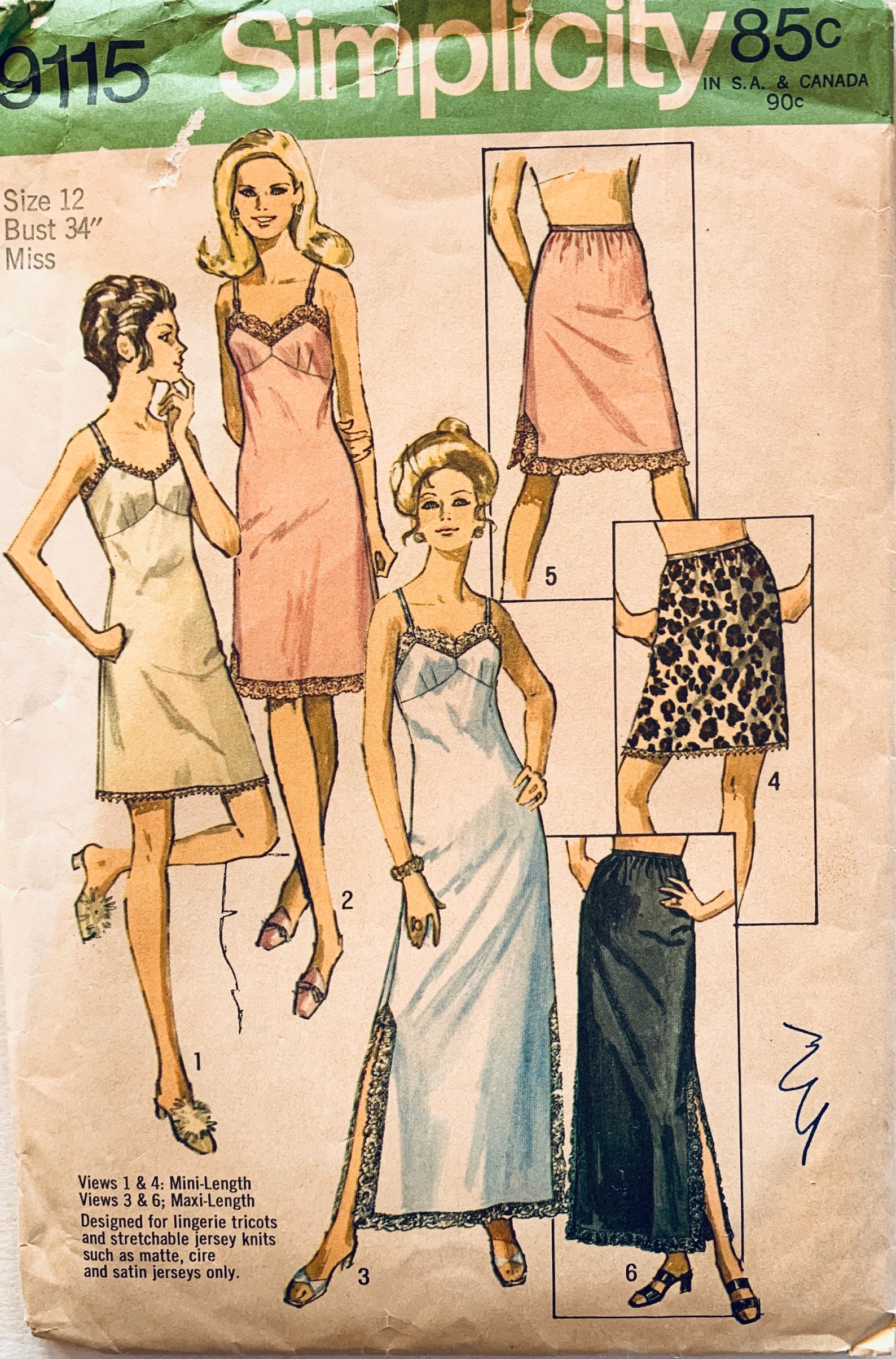 Slip Pattern Full Slip Lingerie Patterns Half Slips Mini Etsy