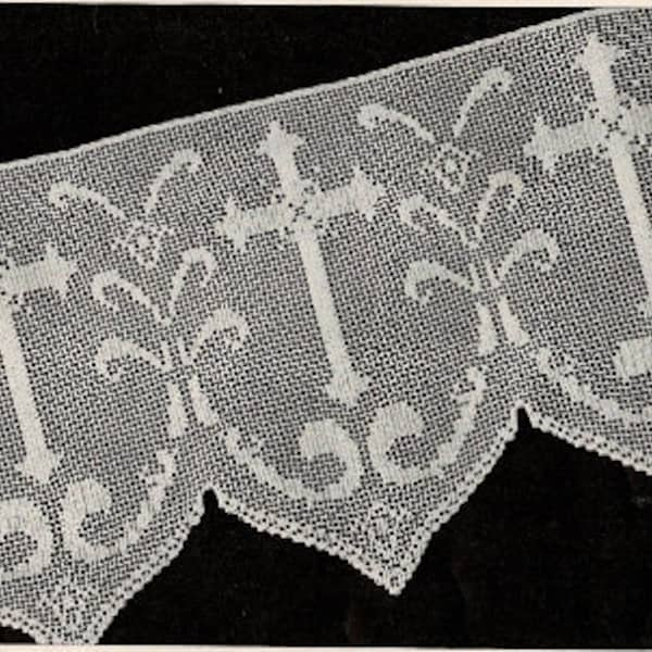 Altar Lace Crochet Pattern Church Religious Mass Scalloped Border Cross Pattern Repro 1930s Downloadable PDF Patterns