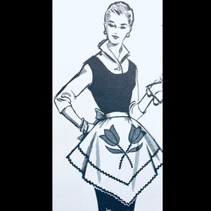 50s Pattern, Half Apron Pattern with Pockets, Apron Pattern PDF, 50s Apron Pattern, Patterns Apron, Vintage Apron Pattern, Downloadable PDF