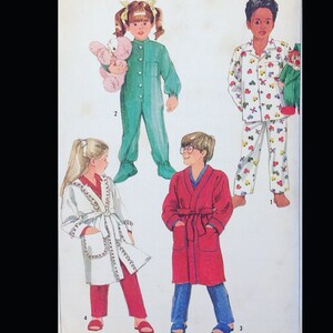 Simplicity 7199 4 5, Toddler Pajamas Sewing Pattern, Kids Bathrobe Pattern, Footed Pajamas Pattern, Sleepwear Pattern, Pajama Set Pattern