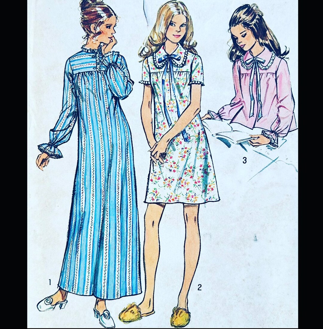 Simplicity 5083 L, Vintage Nightgown Pattern, Bed Jacket Pattern ...