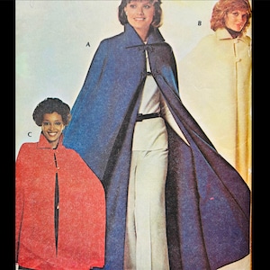 McCalls 5244, Vintage Cape Pattern, Patterns for Capes, Easy Sewing Patterns for Beginners, Long Cape Pattern, Outerwear Pattern