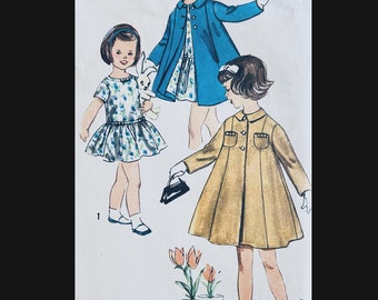 Simplicidad 2864 5, Patrón de costura de vestido de niña, Patrón de abrigo de primavera, Patrones de vestidos de niña vintage, Patrón de abrigo de niño, Patrón de abrigo swing
