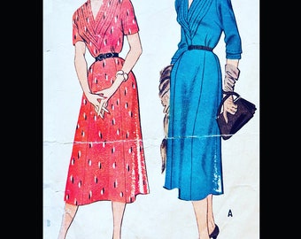 McCalls 9599 B42, Sheath Dress Pattern, Vintage Day Dress Sewing Pattern, 50s Dress Pattern, Plus Size Patterns, Modest Dress Pattern