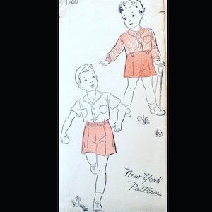 New York 1268 8, Boys Shorts Patterns, Boy Shirt Sewing Pattern, Boys Clothing Patterns, Boy Clothes Pattern, 1940s Kids Pattern