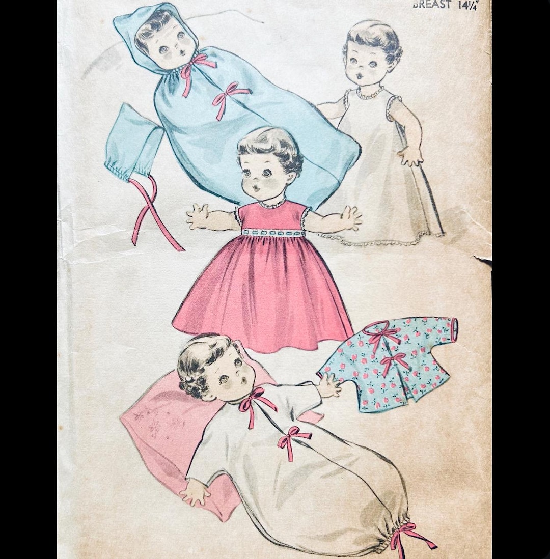 Mini Doll Bonnet Pattern Advance 6570, 20 Inch Doll Clothes Pattern, Learn to Sew Patterns, Doll ...