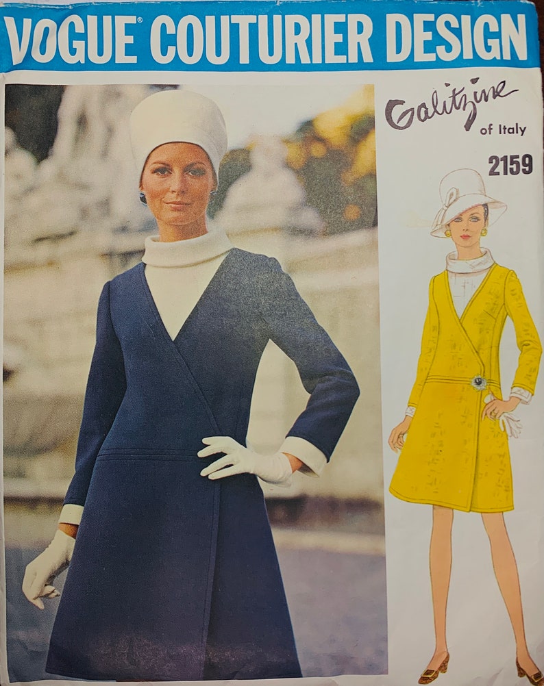 60s Pattern, Asymmetrical Dress Pattern, Vogue Designer Sewing Patterns, Galitzine Pattern, Drop Waist Dress Pattern, Vogue 2159 B32 image 3