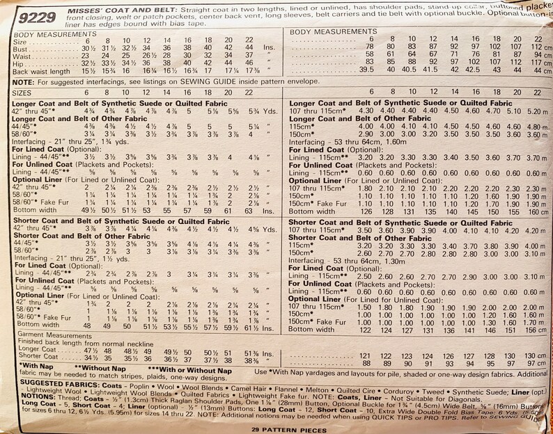 Mccalls 9229 B38, Long Coat Sewing Pattern, Coat With Pockets, Winter